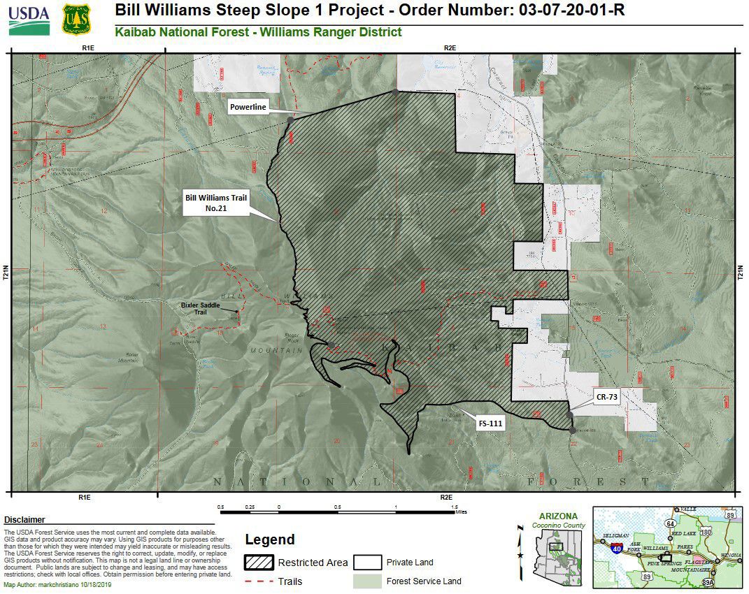 Bill Williams Mountain temporary forest closure